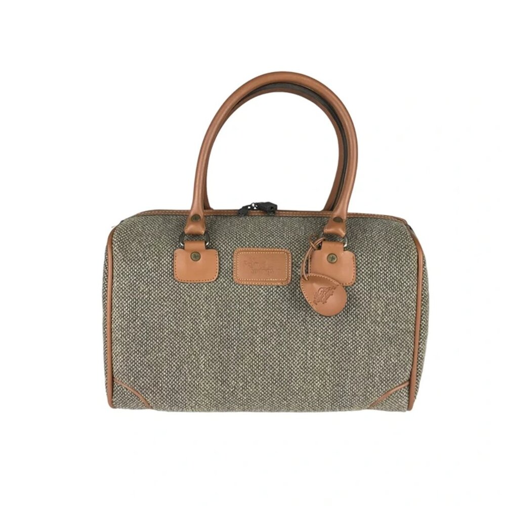 Palm Springs Womens Brown Beige Zip Around Leather Double Handle‎ Tote Bag